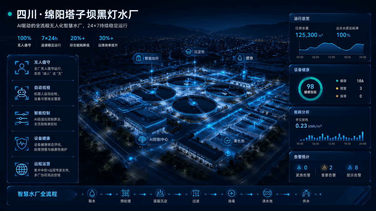 四川·绵阳塔子坝黑灯水厂示意图