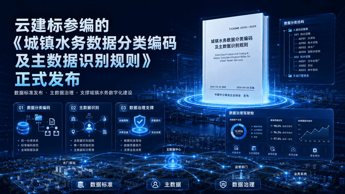 云建标参编的《城镇水务数据分类编码及主数据识别规则》正式发布